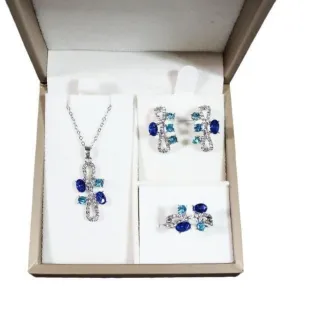 Sparkle Shiny Blue Crystal Necklace Set (5Pcs)